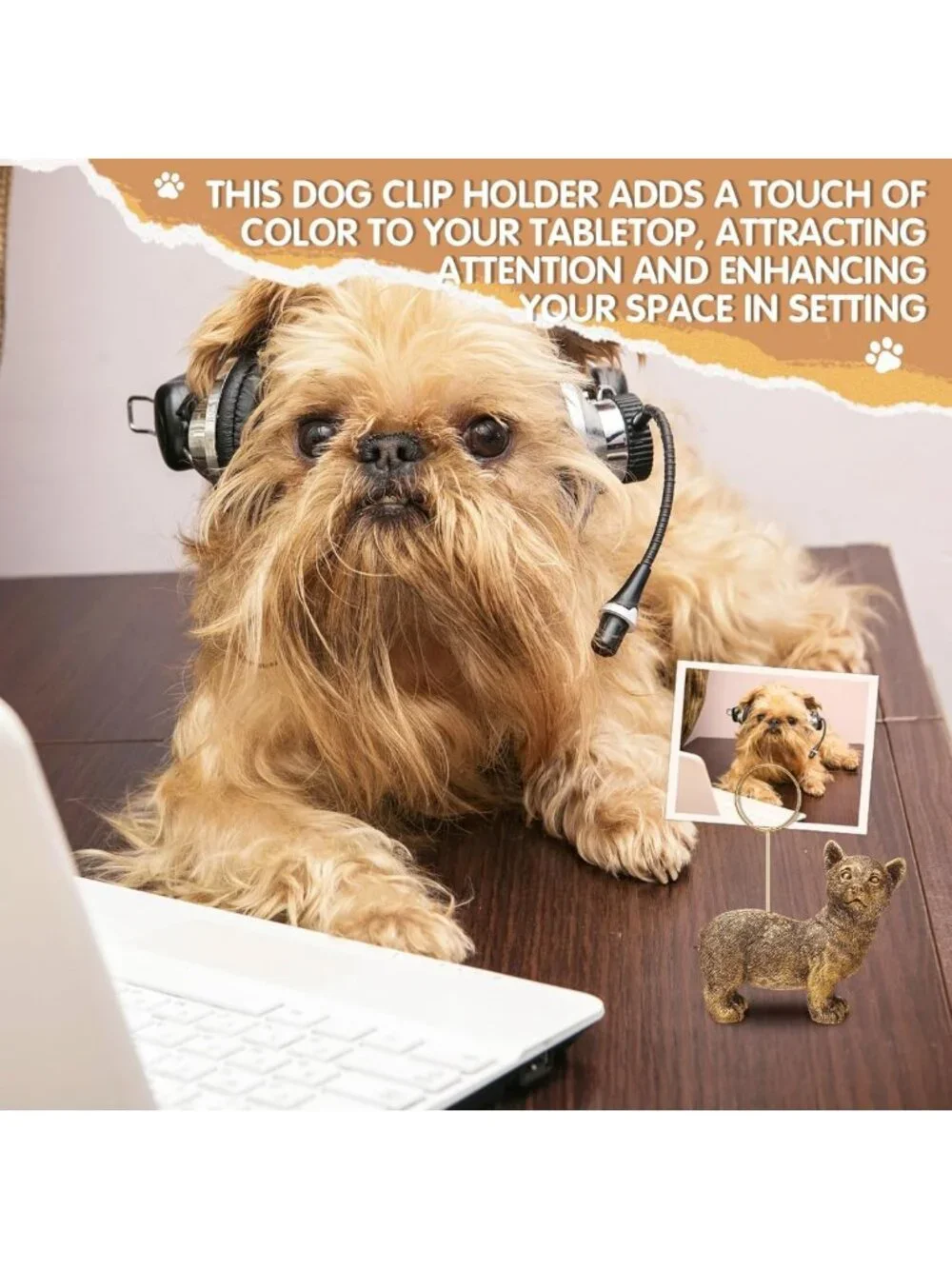 Set of 3 Resin Animal Photo Clip Holders - Pet Shape Picture Frames for Desk